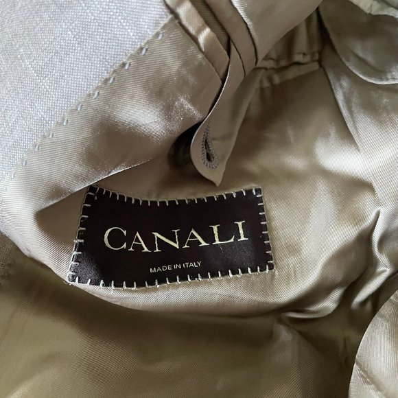 Canali Men's Single-Breasted Wool-Linen Taupe Blazer, US 36 / EU 52 - Picture 2 of 13